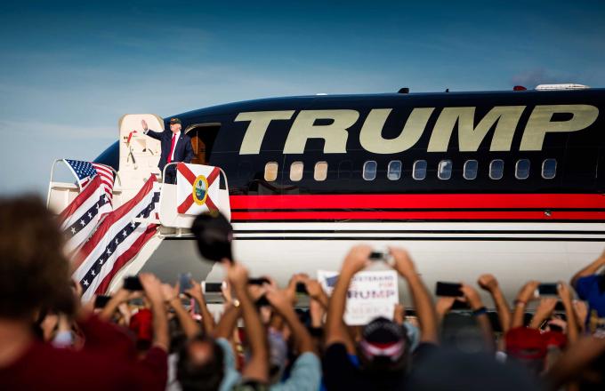 Trump tijdens een rally in Stanford bij Orlando in de staat Florida. ANP / Freek van den Bergh