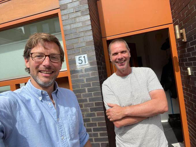 Bart Maat en Olaf Kraak na de opname van de podcast.