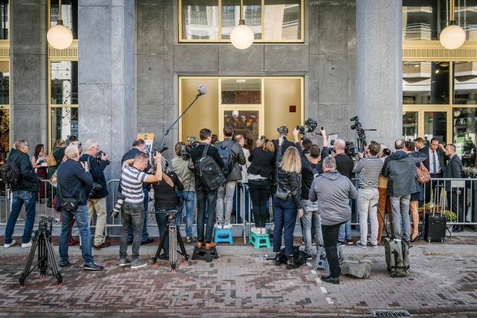 De landelijke pers aan het werk bij een bezoek van koningin Maxima aan de Utrechtse wijk Leidsche Rijn. Foto: ANP / Erik van 't Woud