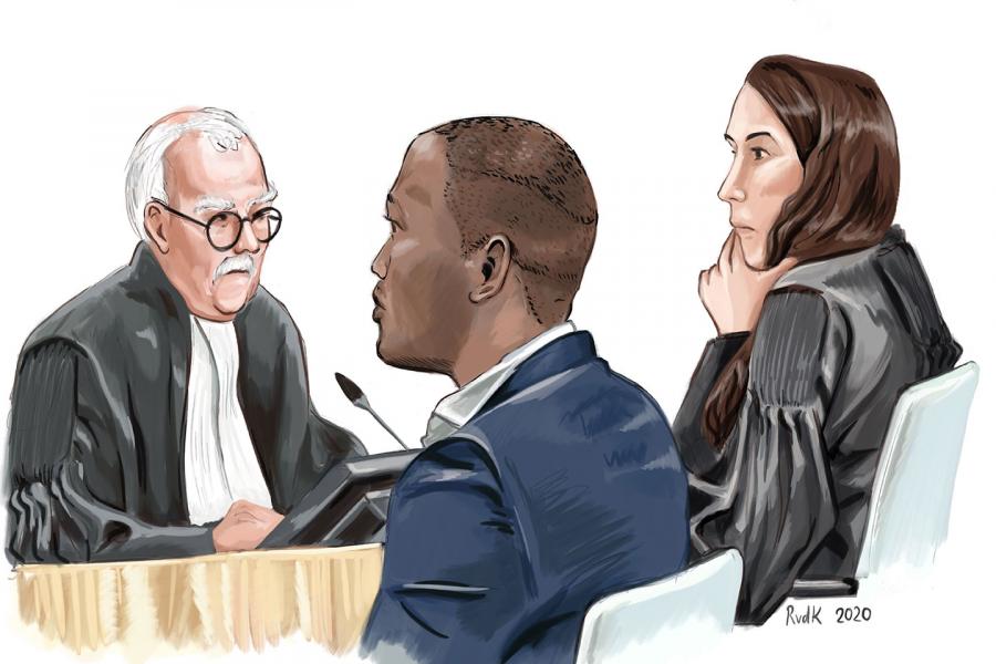 Rechtbanktekening van Courage