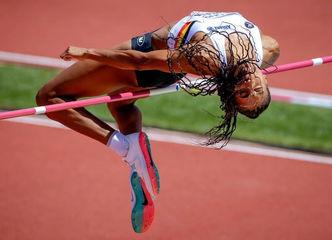 De Belgische meerkampster Nafissatou Thiam op het WK in Oregon. Foto: ANP / Robin van Lonkhuijsen