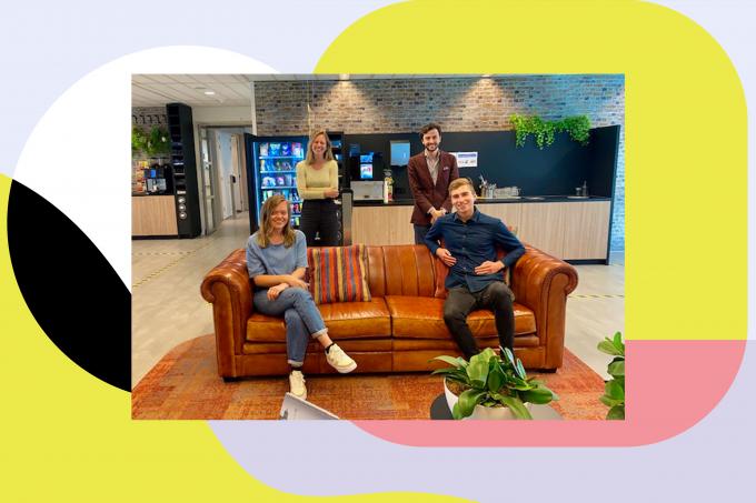 De nieuwe ANP-trainees (v.l.n.r.): Liselot, Eva, Thomas en Dirk.